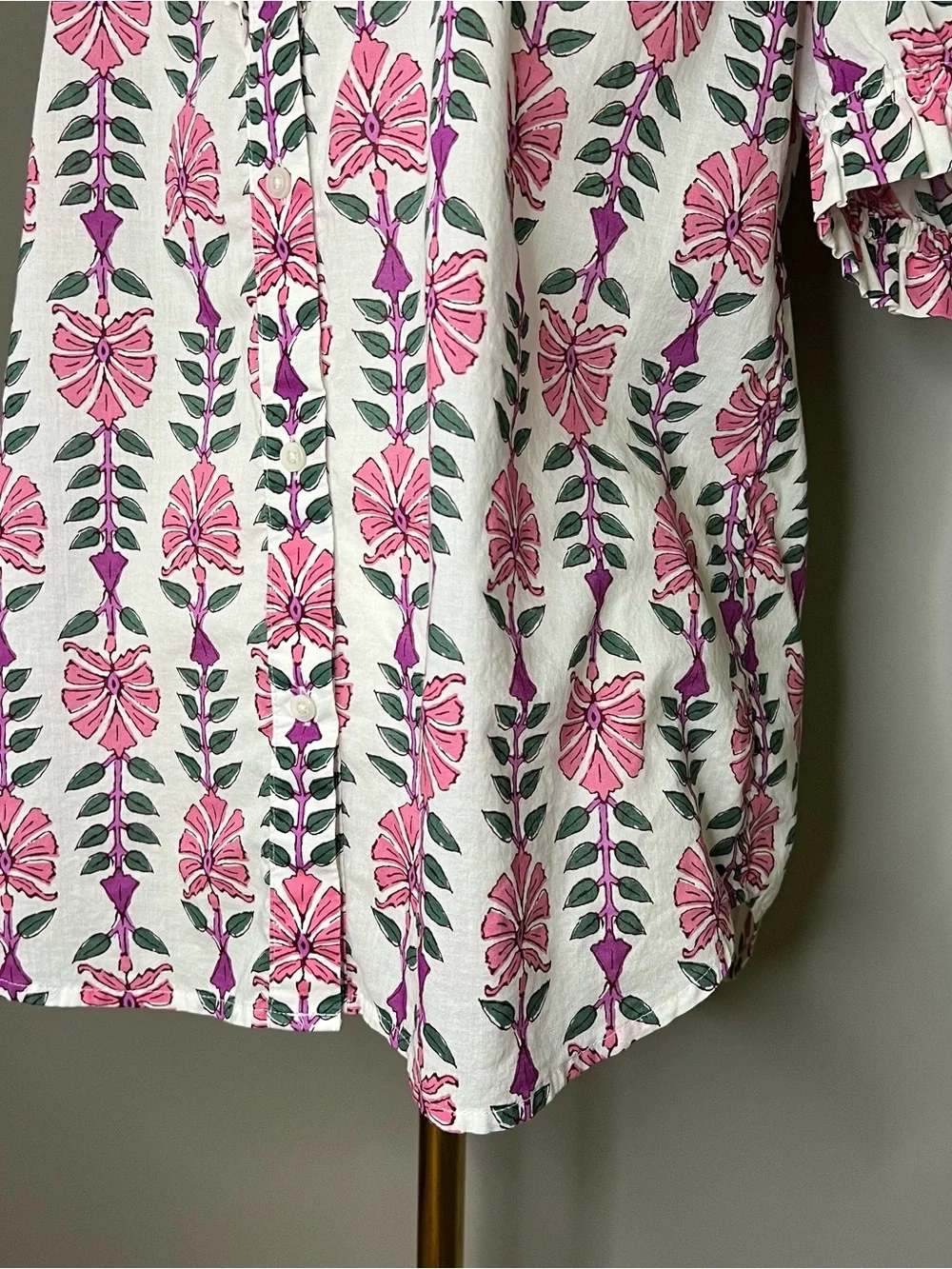 J. Crew 100% Cotton Printed Ruffle Placket Blouse Size S - Picture 3 of 8